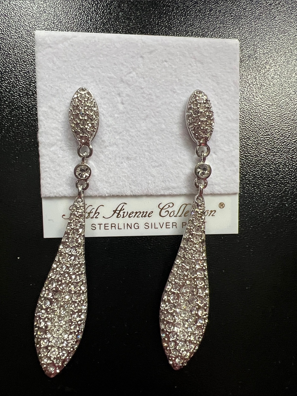 Fifth Avenue Collection Silver Crystal Teardrop Earrings - Silver